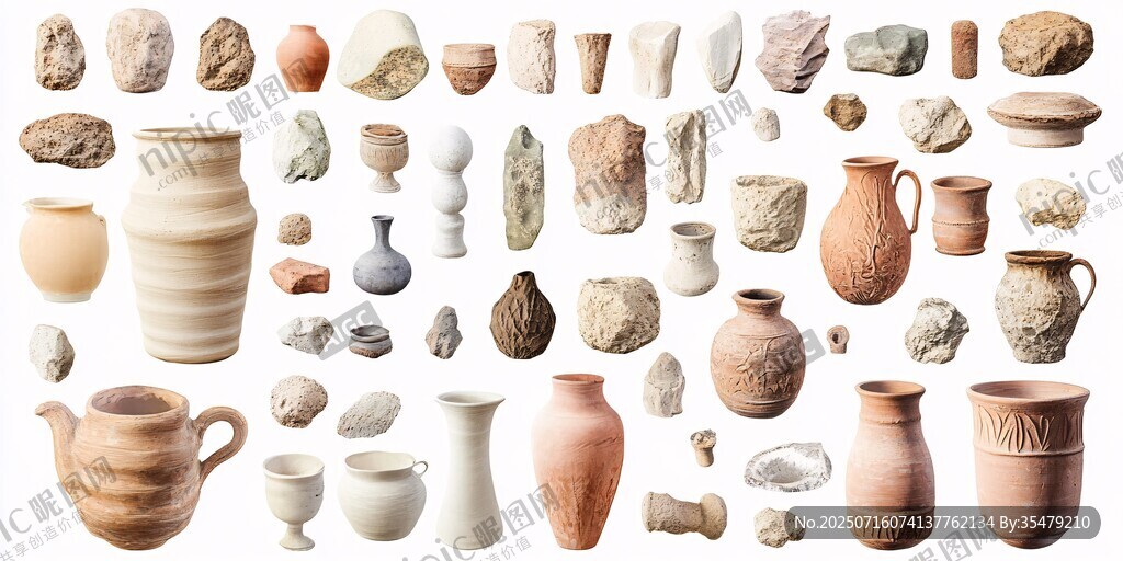 古代陶器與石器文物集合