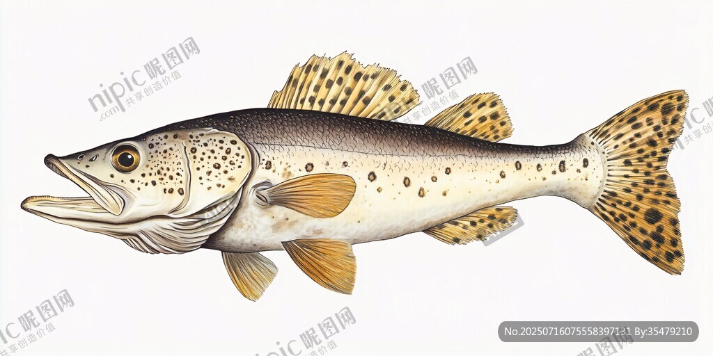 斑點(diǎn)鱸魚插畫圖