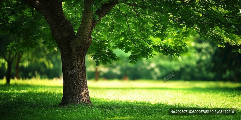 夏日綠蔭下的靜謐草地