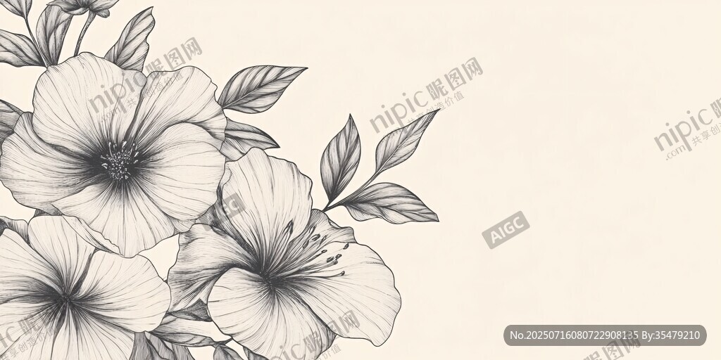手繪芙蓉花簡約背景圖