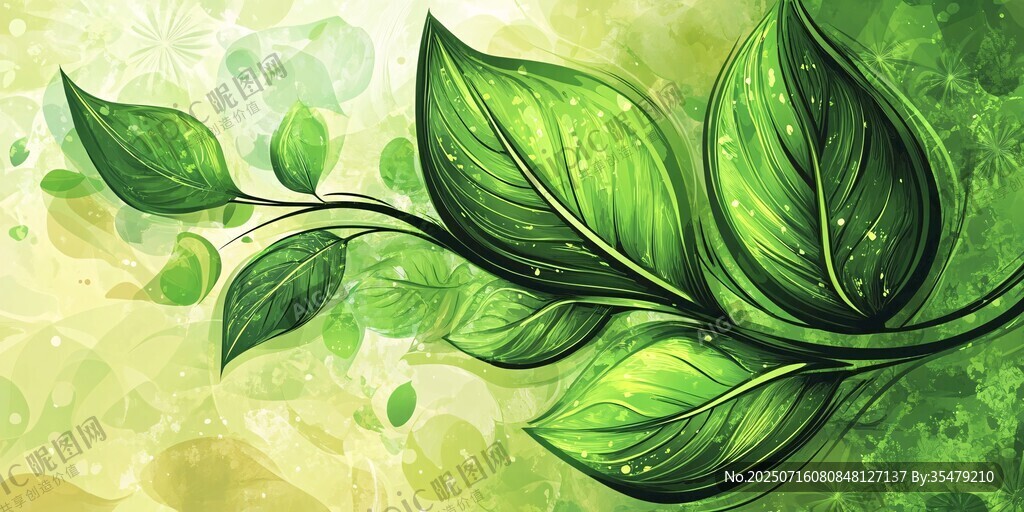 翠綠葉片插畫 清新自然風(fēng)