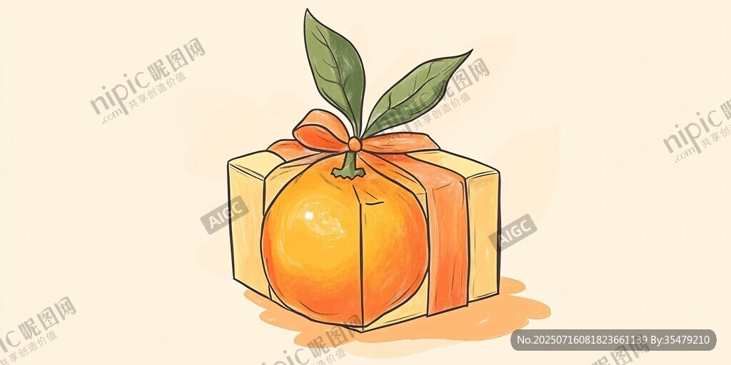 橙色禮盒裝水果插畫(huà)