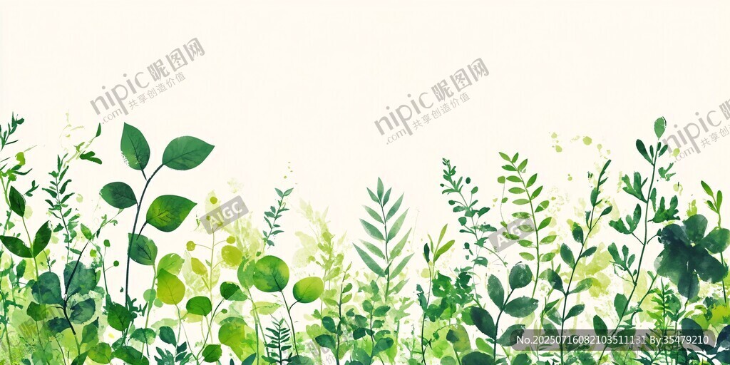 清新綠植水彩風(fēng)背景圖