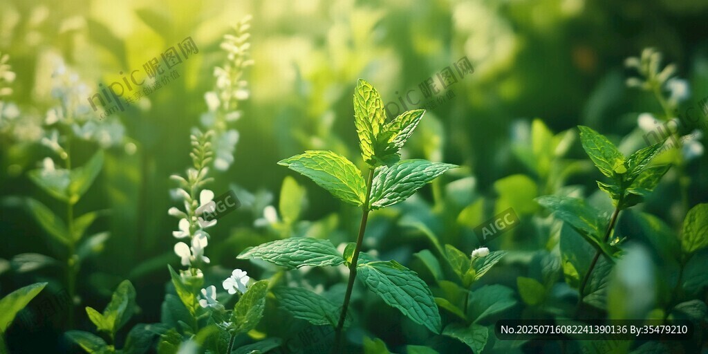 陽光下的清新綠植花卉