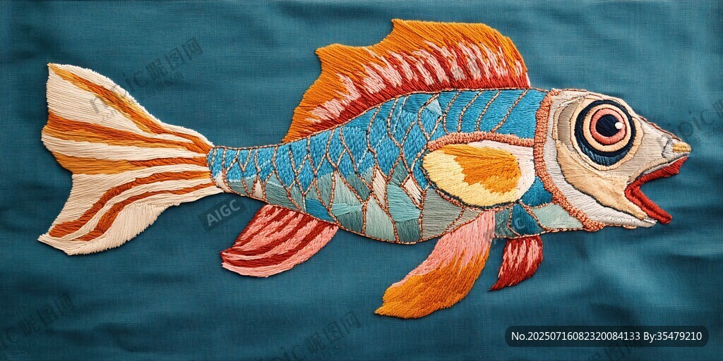 彩色刺繡魚(yú)圖案展示