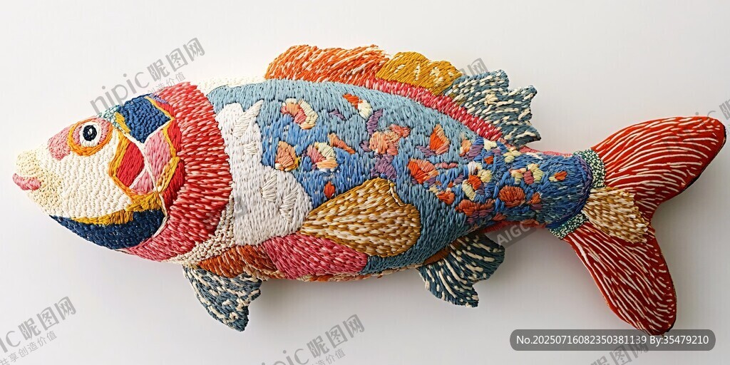 彩色刺繡魚形手工藝品