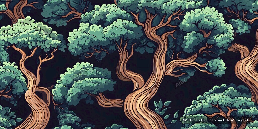 森林樹木無縫圖案背景
