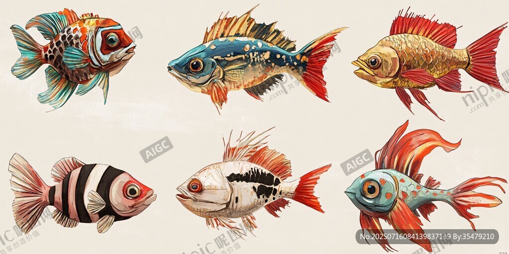 奇幻多彩觀賞魚插畫集合