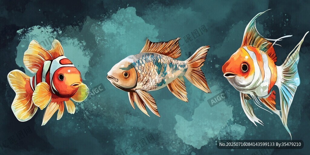 三條色彩斑斕的觀賞魚