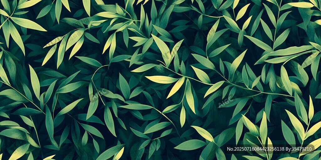 清新綠葉無縫圖案背景
