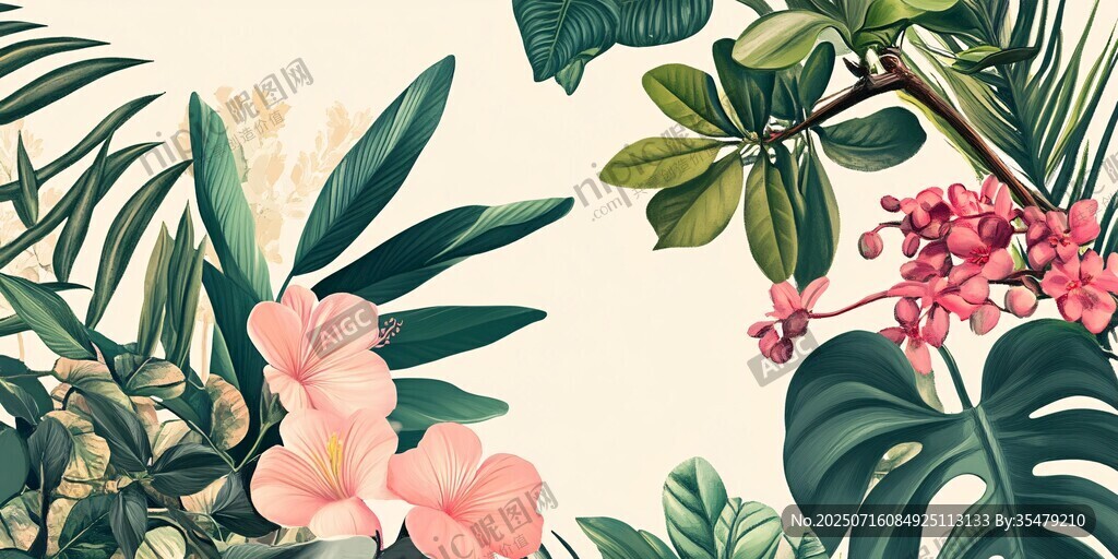 熱帶花卉綠植裝飾畫(huà)