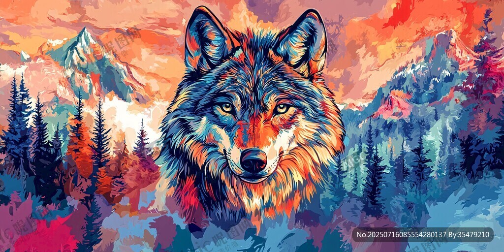 山林中的夢幻狼頭