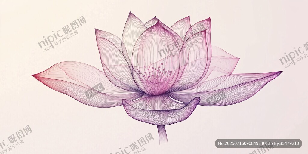 夢(mèng)幻紫色手繪風(fēng)蓮花圖案