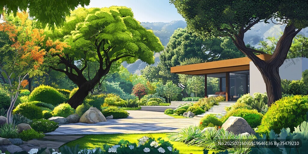 日式庭院的靜謐自然景致