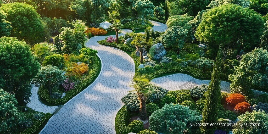 蜿蜒小徑穿梭多彩園林