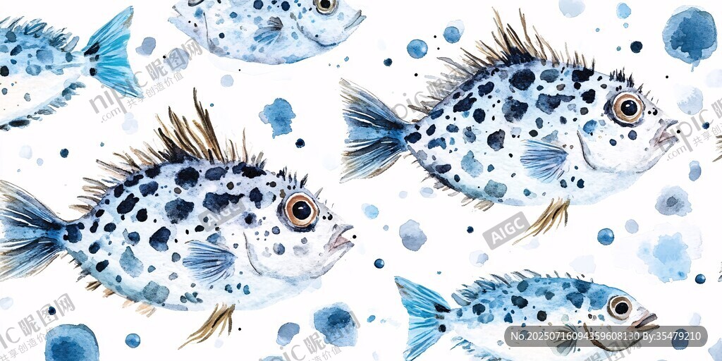 水彩斑點(diǎn)魚的夢幻圖案