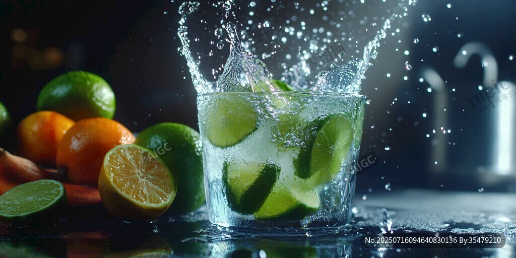 青檸入水濺起清涼水花