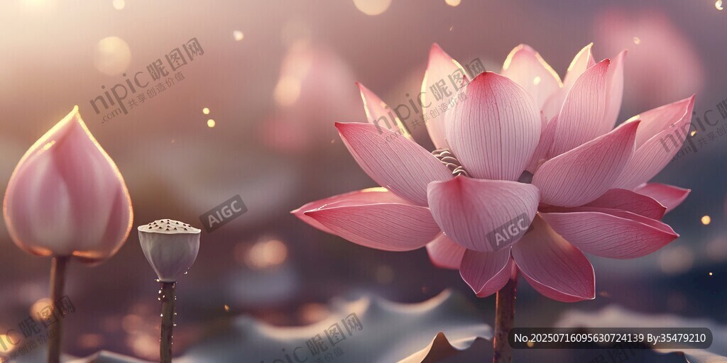 夢(mèng)幻綻放的唯美粉色蓮花
