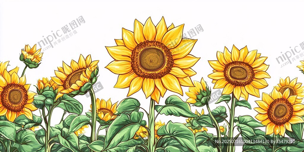 向日葵花海插畫