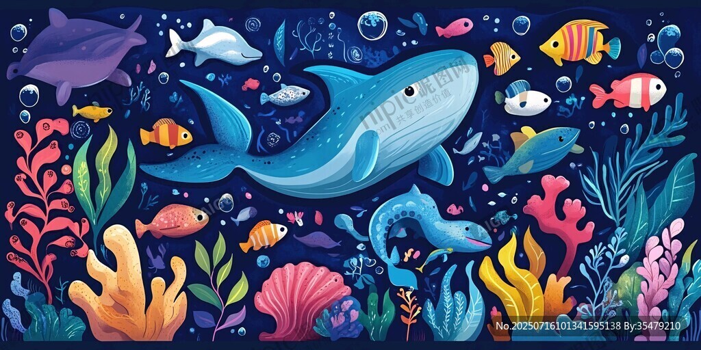 夢幻海底世界插畫