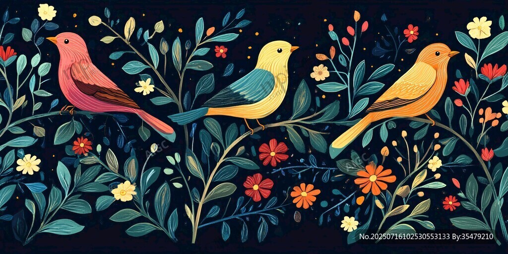 花鳥共棲圖