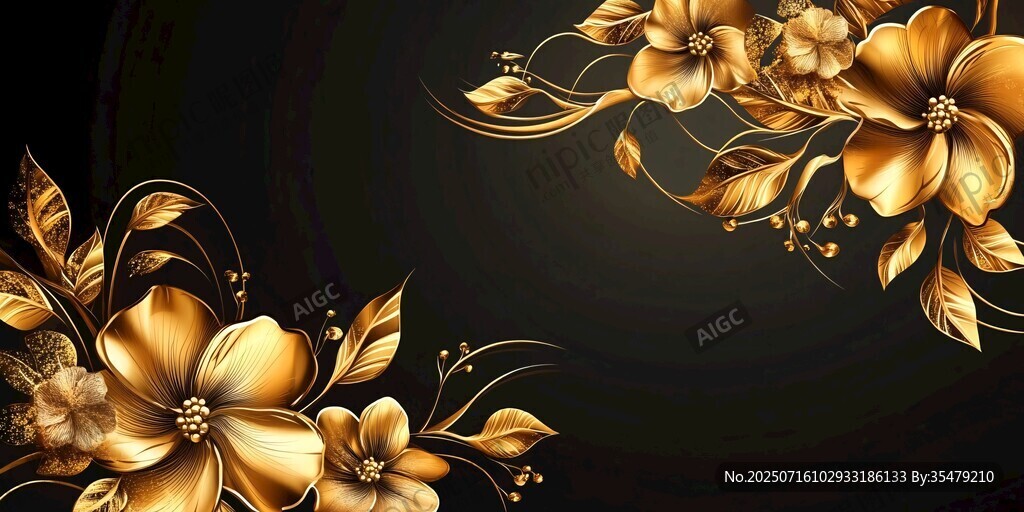 金色花卉裝飾背景圖