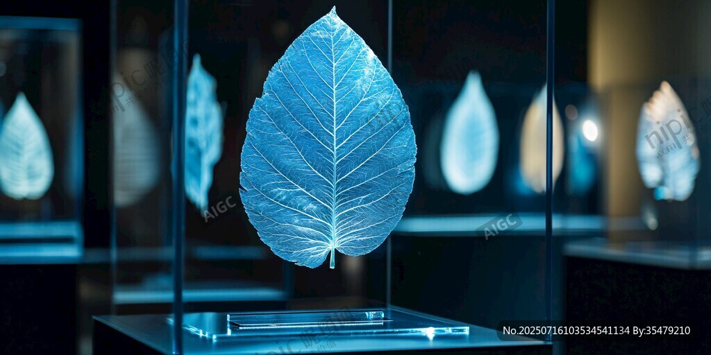 夢幻藍色葉脈標本展示