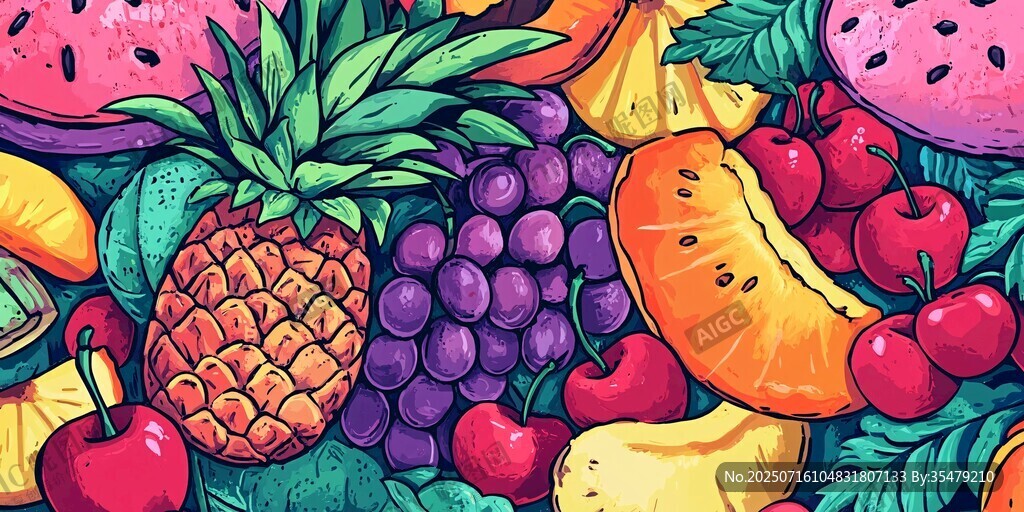 繽紛多彩水果插畫