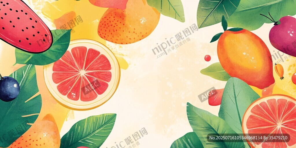 繽紛水果水彩插畫(huà)背景