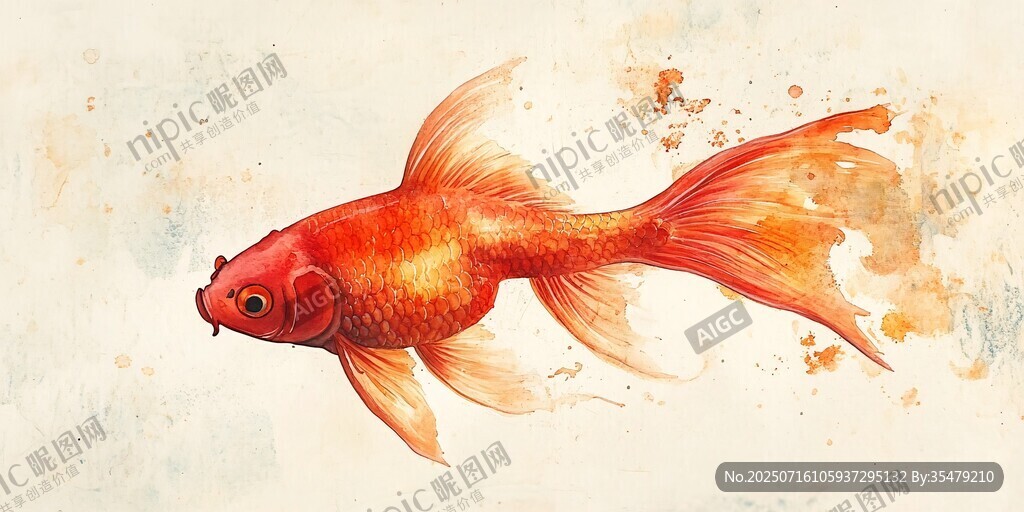 水彩繪靈動金魚