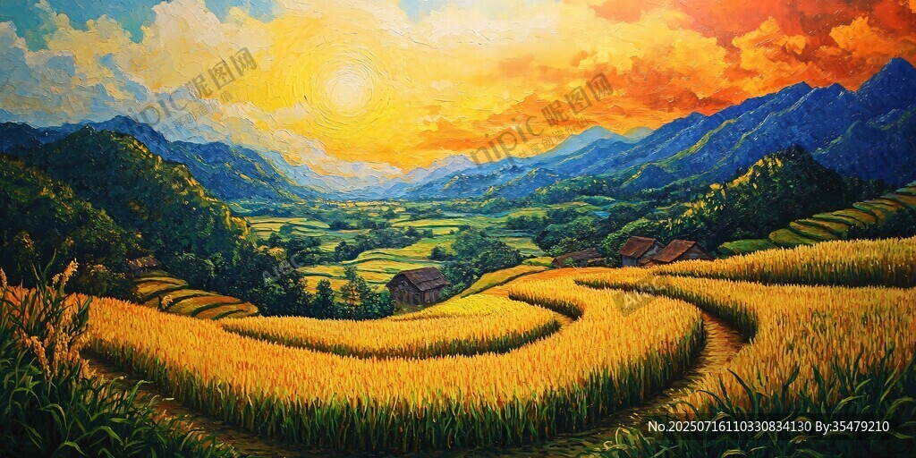 田園日落美景