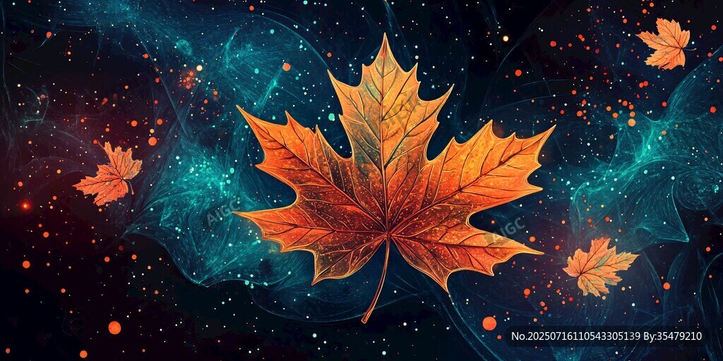 夢(mèng)幻星空下的絢爛楓葉