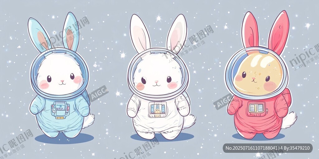 三只萌兔宇航員