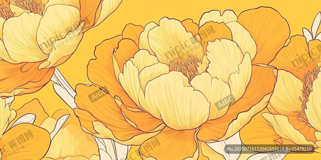 黃色花卉圖案插畫