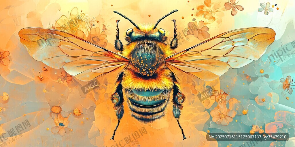 夢幻蜜蜂插畫 繽紛色彩世界