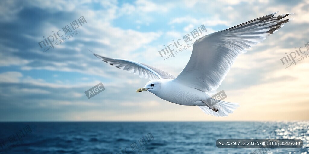 海鷗翱翔于碧海藍(lán)天間