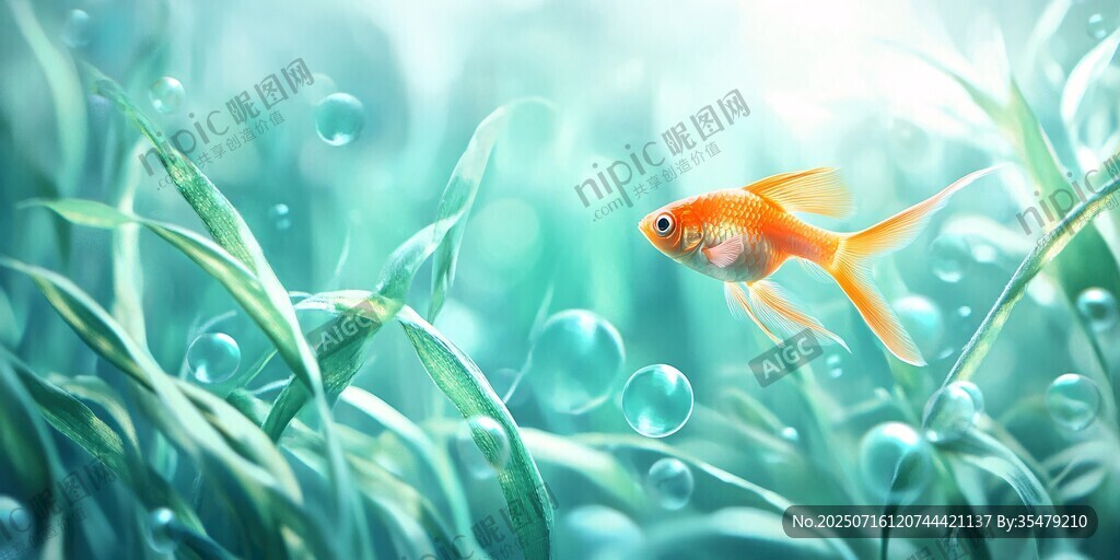 夢(mèng)幻水中金魚游弋畫面