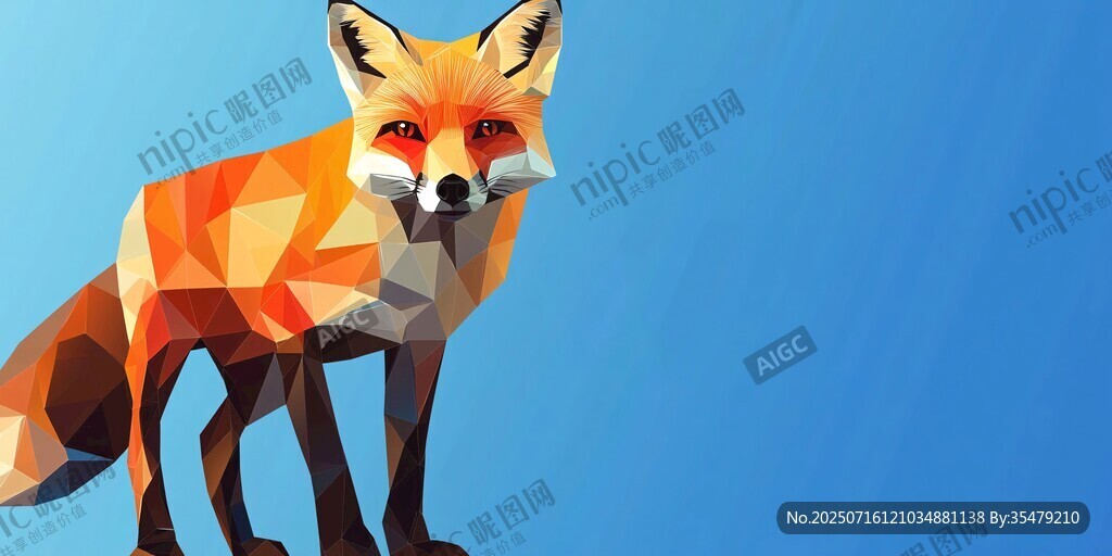 低多邊形風(fēng)格的站立狐貍