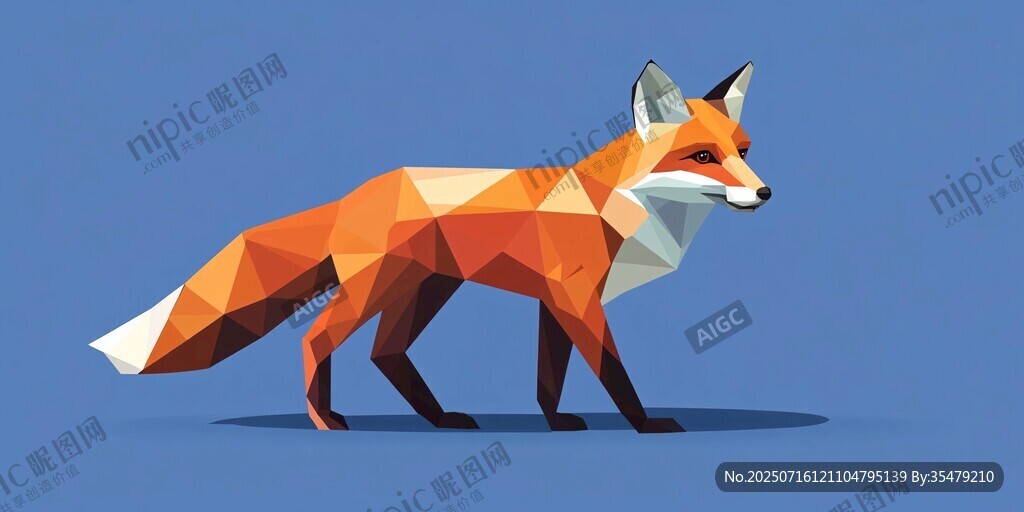 低多邊形風格狐貍插畫
