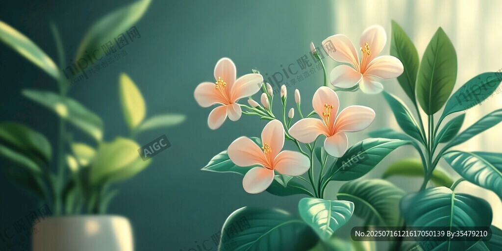 夢(mèng)幻綻放的粉色雞蛋花