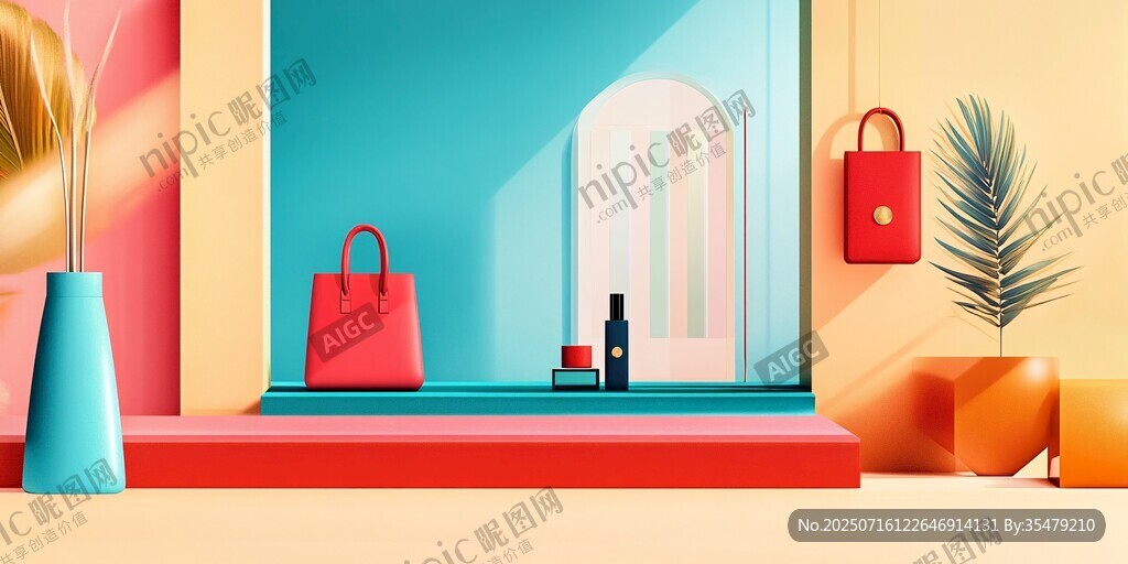 時(shí)尚櫥窗展示精美手提包