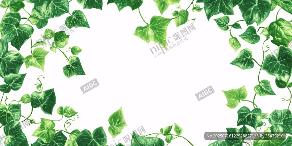綠葉藤蔓邊框背景圖