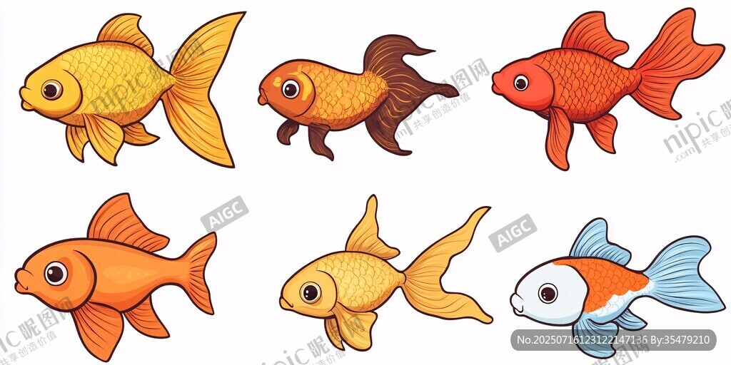 可愛多彩金魚插畫集合