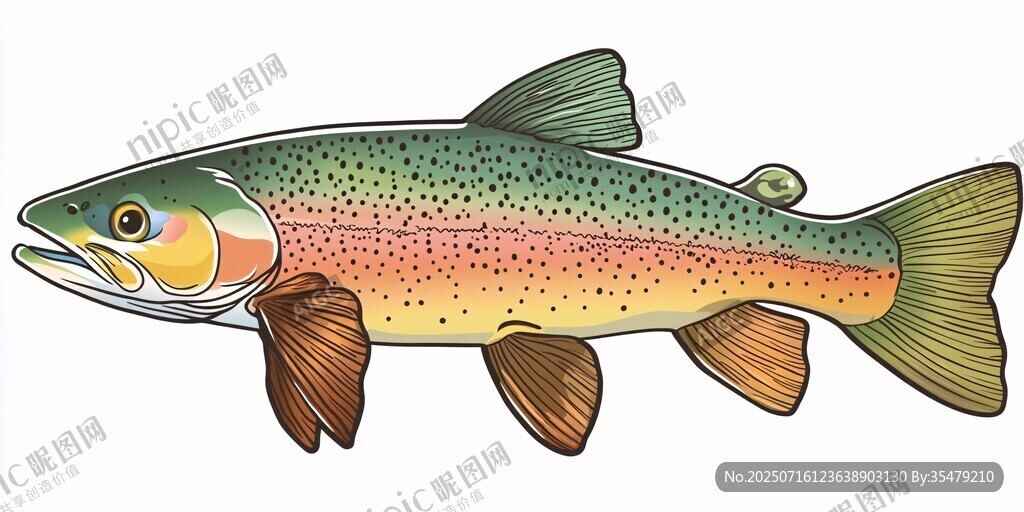 彩色虹鱒魚(yú)插畫(huà)