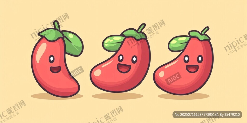 可愛卡通紅辣椒三兄弟