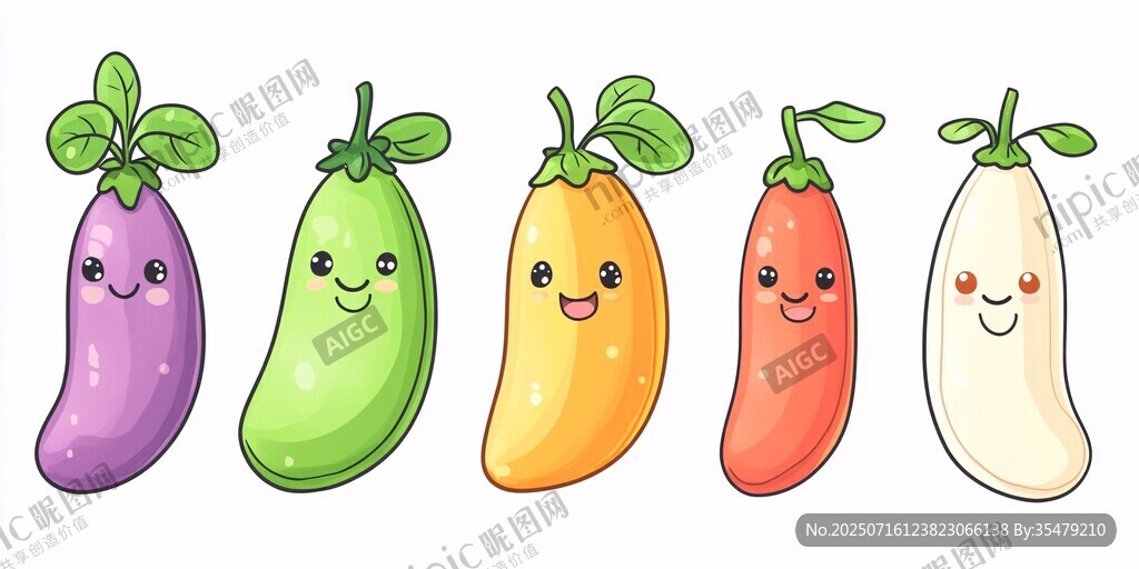 可愛多彩茄子卡通形象