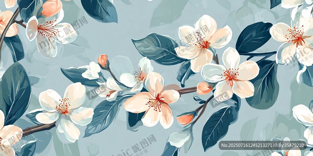 清新花卉圖案背景紋理