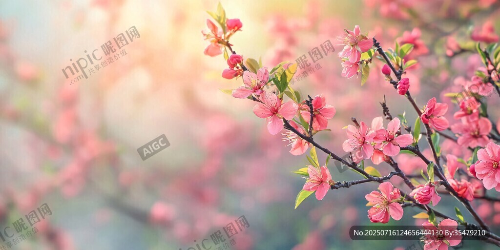 春日粉嫩桃花枝