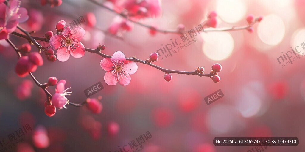 粉嫩桃花綻放枝頭