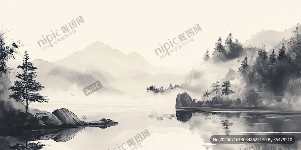 水墨山水間的靜謐景致